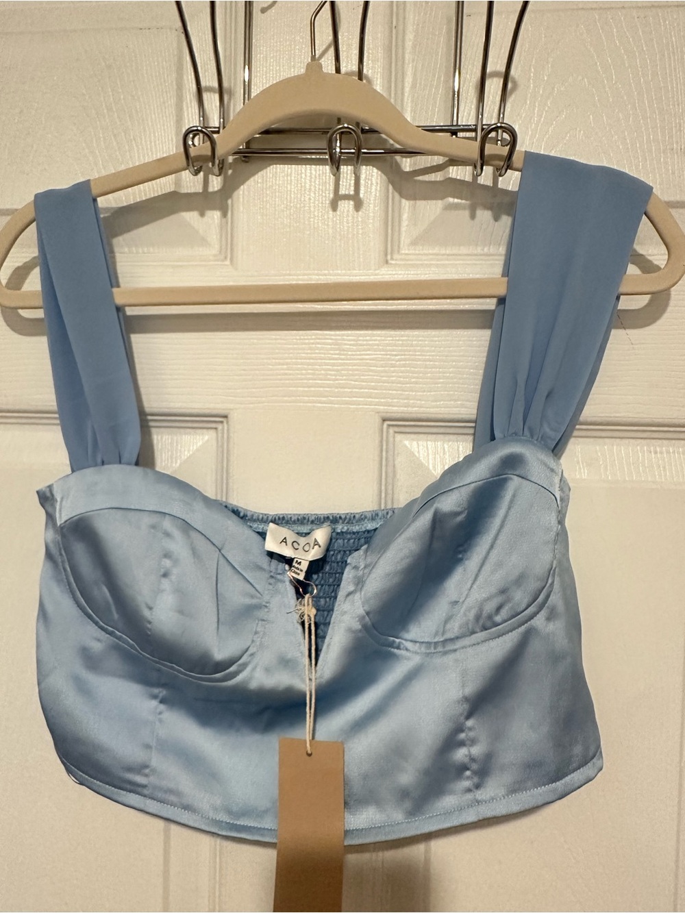 Acoa Light Blue Satin Bustier Crop Top
